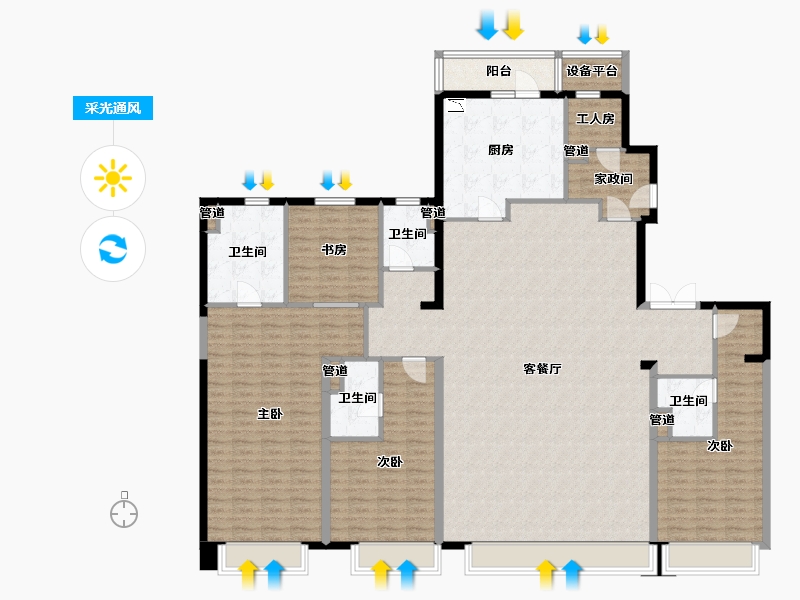 辽宁省-沈阳市-美的君兰江山惠工街26-5号（5号楼）280m²-204.16-户型库-采光通风