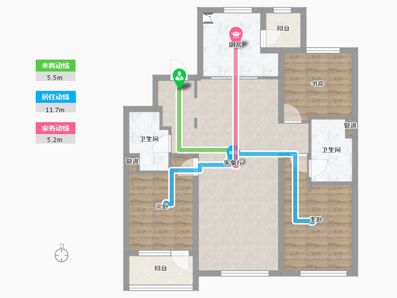 辽宁省-沈阳市-其仕和悦沈河区方家栏路（1,4）号楼120m²-93.94-户型库-动静线