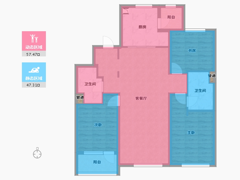 辽宁省-沈阳市-其仕和悦沈河区方家栏路（1,4）号楼120m²-93.94-户型库-动静分区