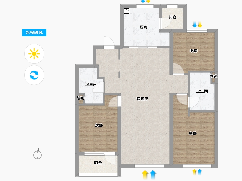 辽宁省-沈阳市-其仕和悦沈河区方家栏路（1,4）号楼120m²-93.94-户型库-采光通风