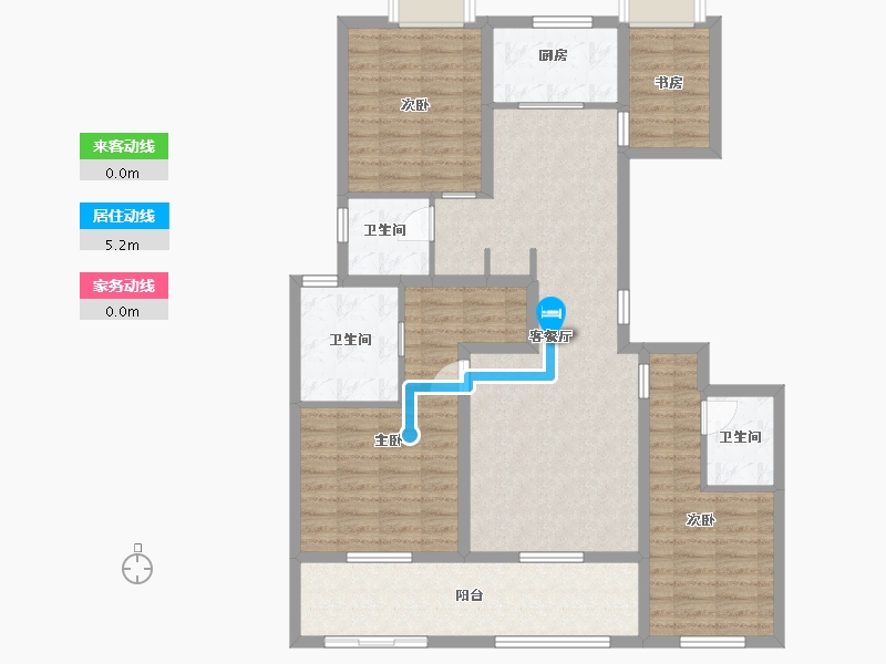 江苏省-苏州市-睿怡庭5,6栋E户型140m²-112.00-户型库-动静线