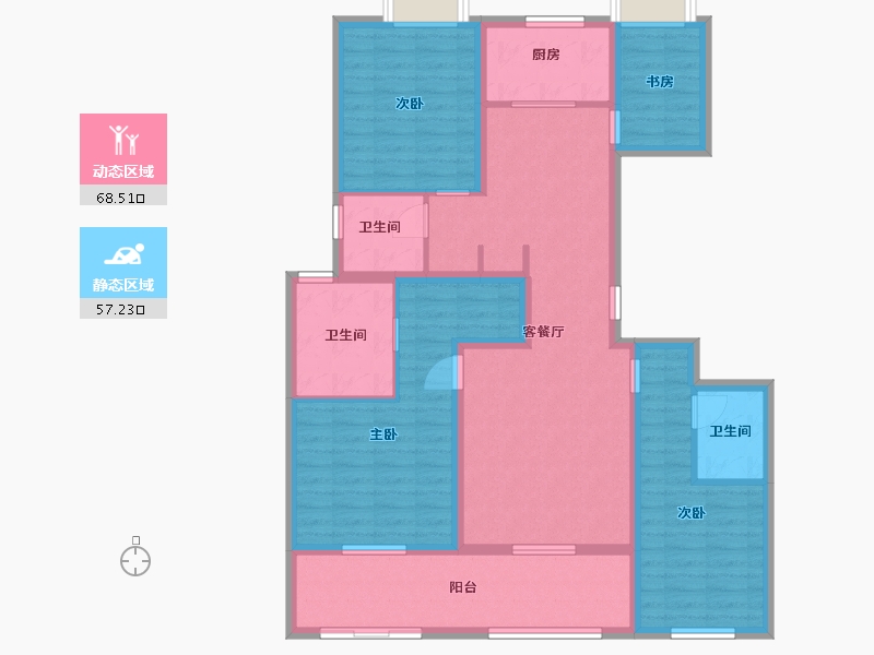 江苏省-苏州市-睿怡庭5,6栋E户型140m²-112.00-户型库-动静分区