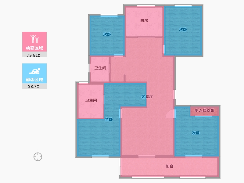 江苏省-苏州市-睿怡庭1栋G户型155m²-124.01-户型库-动静分区