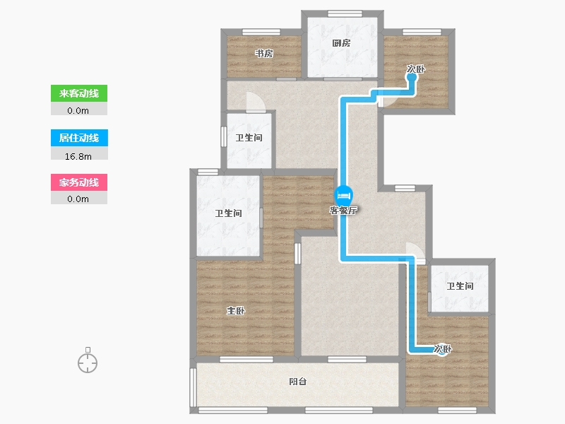 江苏省-苏州市-睿怡庭2,4栋F户型155m²-124.01-户型库-动静线