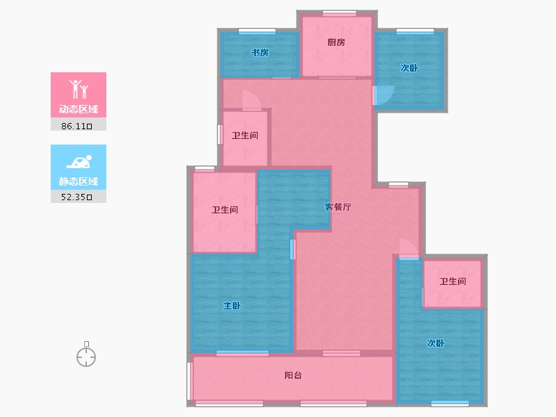 江苏省-苏州市-睿怡庭2,4栋F户型155m²-124.01-户型库-动静分区