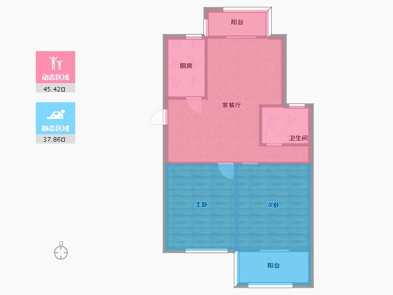 江苏省-苏州市-廊桥嘉苑C2户型95m²-75.94-户型库-动静分区