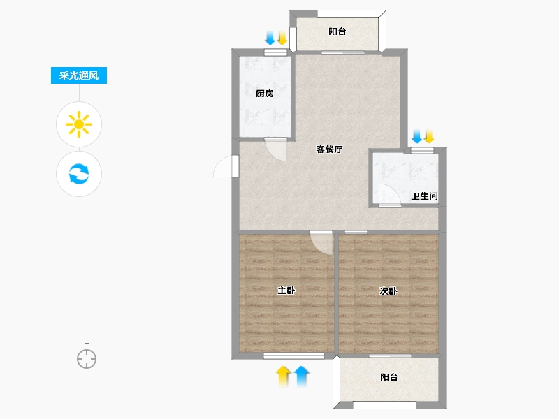 江苏省-苏州市-廊桥嘉苑C2户型95m²-75.94-户型库-采光通风