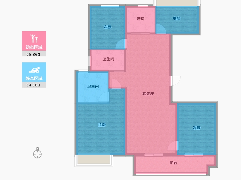 江苏省-苏州市-大发熙悦澜庭127㎡-101.86-户型库-动静分区