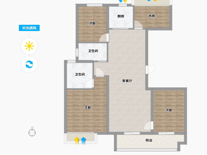 江苏省-苏州市-大发熙悦澜庭127㎡-101.86-户型库-采光通风