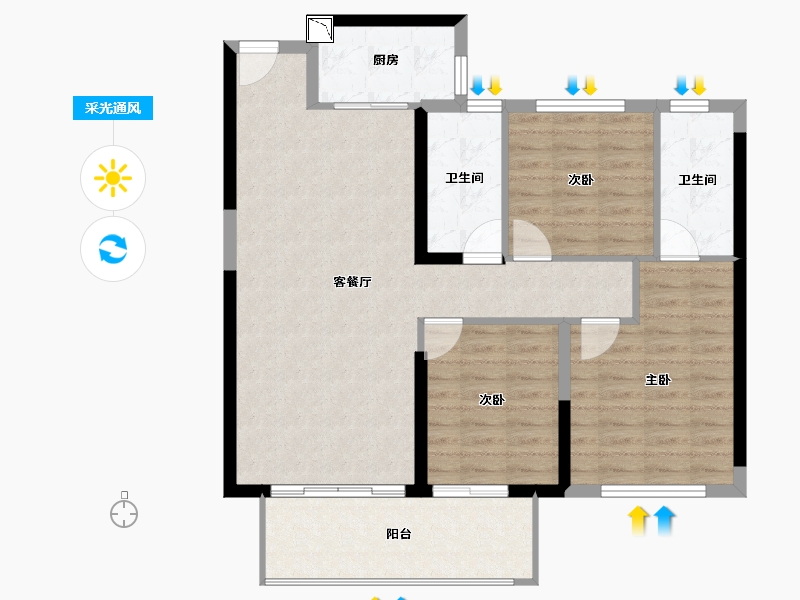 福建省-福州市-福清世贸璀璨滨江-95.00-户型库-采光通风