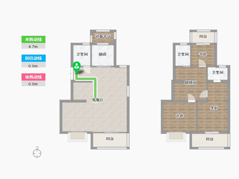 江苏省-苏州市-蓝光碧桂园水韵东方花苑Ca户型143m²-116.60-户型库-动静线