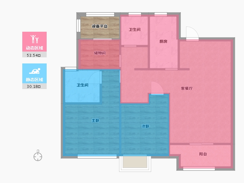 江苏省-苏州市-熙岸原著小高层1,2,3栋A1-95㎡-79.26-户型库-动静分区