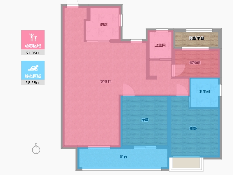 江苏省-苏州市-云澜天境16栋D户型112m²-91.99-户型库-动静分区