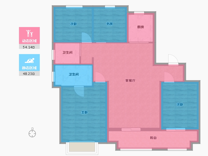 江苏省-苏州市-金辉海上风华5栋C1户型115m²-91.99-户型库-动静分区