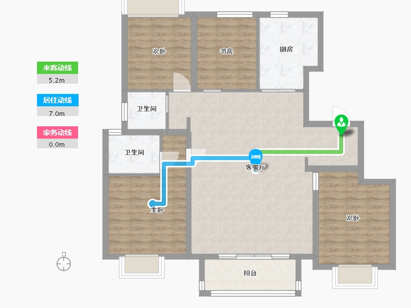 江苏省-苏州市-天镜华府4栋A户型135m²-108.00-户型库-动静线