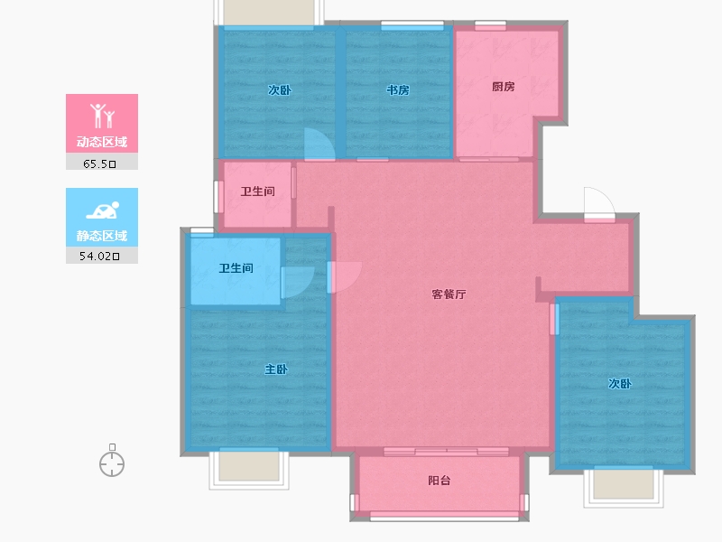 江苏省-苏州市-天镜华府4栋A户型135m²-108.00-户型库-动静分区