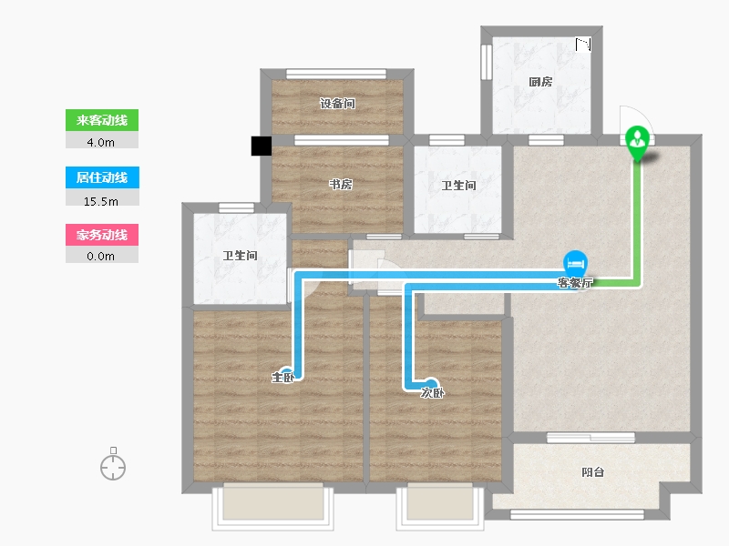 江苏省-苏州市-建发泱誉C1户型108m²-89.96-户型库-动静线