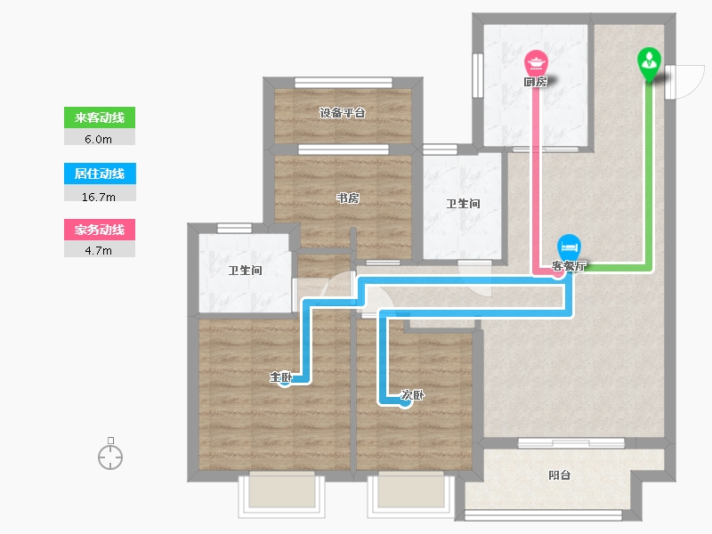 江苏省-苏州市-建发泱誉8,9栋C2户型108m²-89.82-户型库-动静线