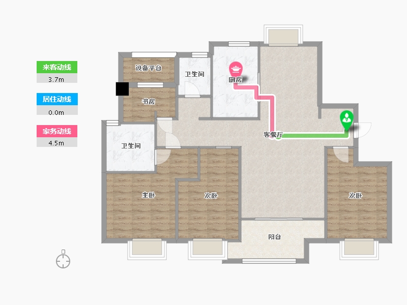 江苏省-苏州市-建发泱誉3栋F户型142m²-116.24-户型库-动静线