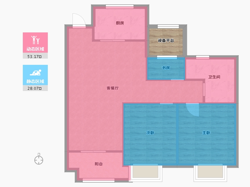 江苏省-苏州市-建发泱誉A2户型93m²-77.19-户型库-动静分区