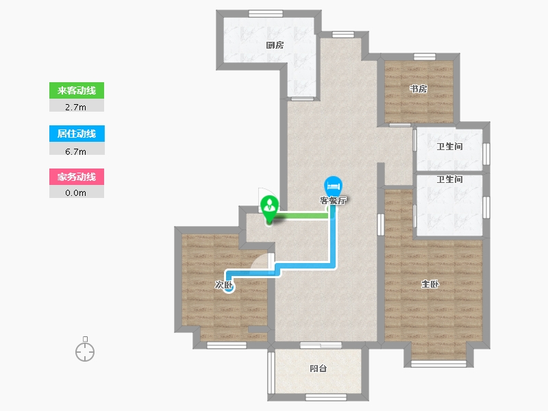 江苏省-苏州市-苏州万和四季1,2,3,8栋B1户型117m²-93.57-户型库-动静线