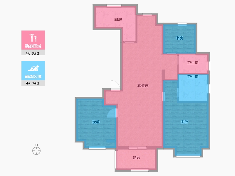 江苏省-苏州市-苏州万和四季1,2,3,8栋B1户型117m²-93.57-户型库-动静分区