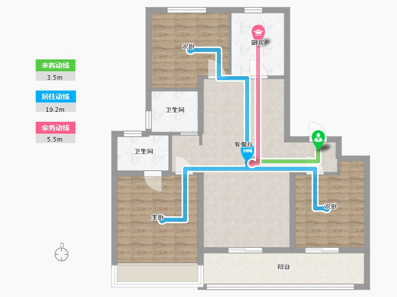 江苏省-苏州市-中梁泊景庭3,2,1栋116㎡-92.75-户型库-动静线