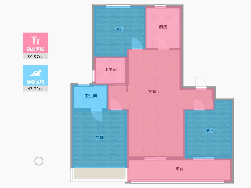 江苏省-苏州市-中梁泊景庭3,2,1栋116㎡-92.75-户型库-动静分区