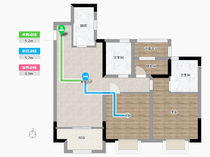 江苏省-苏州市-伴湖雅苑3,2,1栋98㎡-80.87-户型库-动静线