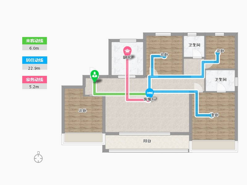 江苏省-苏州市-中梁泊景庭3,2,1栋137㎡-109.00-户型库-动静线