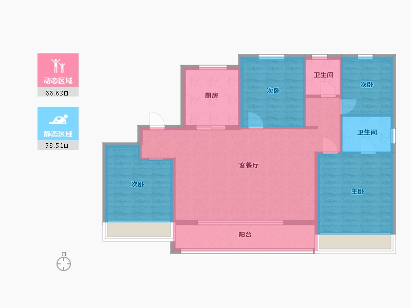 江苏省-苏州市-中梁泊景庭3,2,1栋137㎡-109.00-户型库-动静分区