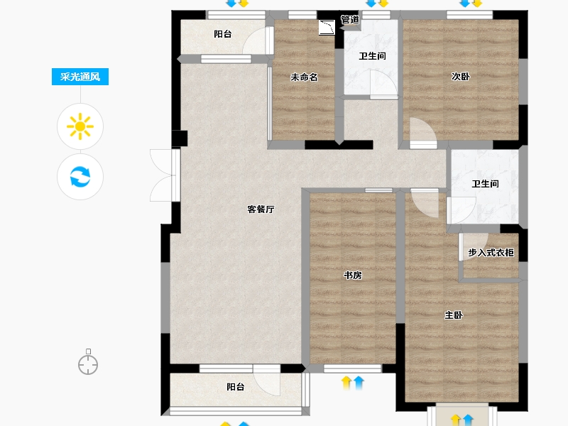 辽宁省-沈阳市-沈阳新天地83平户型83㎡-66.85-户型库-采光通风