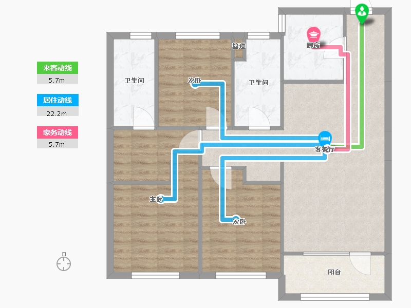 辽宁省-沈阳市-五矿沈河金城沈河区文化东路(2,9,6)号楼112m²-87.42-户型库-动静线