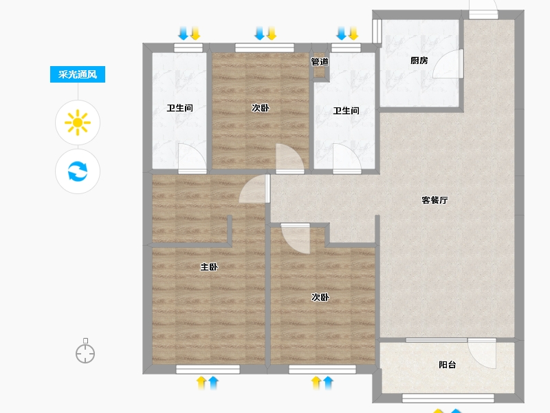 辽宁省-沈阳市-五矿沈河金城沈河区文化东路(2,9,6)号楼112m²-87.42-户型库-采光通风