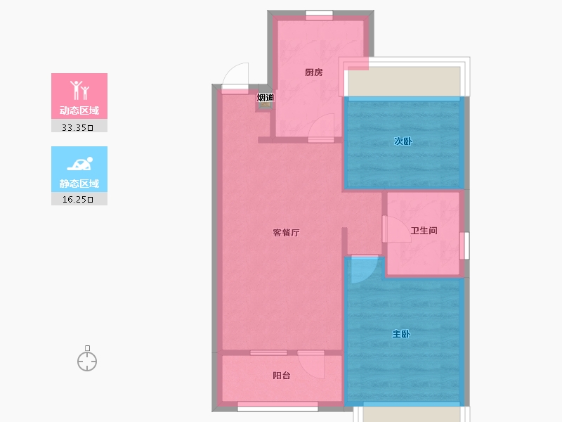 辽宁省-沈阳市-三盛颐景御园蒲丰路42-88号（4号楼）建面55m²-44.00-户型库-动静分区