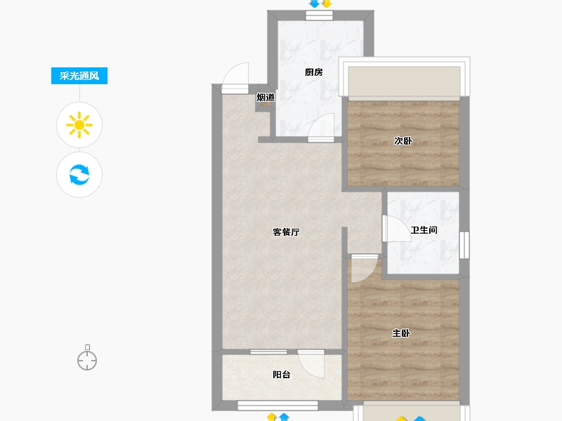 辽宁省-沈阳市-三盛颐景御园蒲丰路42-88号（4号楼）建面55m²-44.00-户型库-采光通风