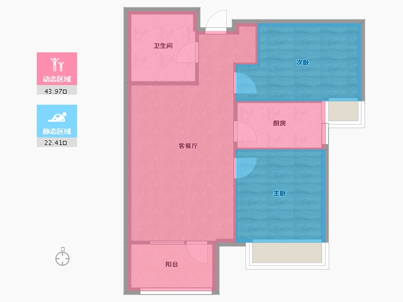 辽宁省-沈阳市-三盛颐景御园蒲丰路42-91号（1号楼）,蒲丰路42-90号（2号楼）建面75m²-60.00-户型库-动静分区