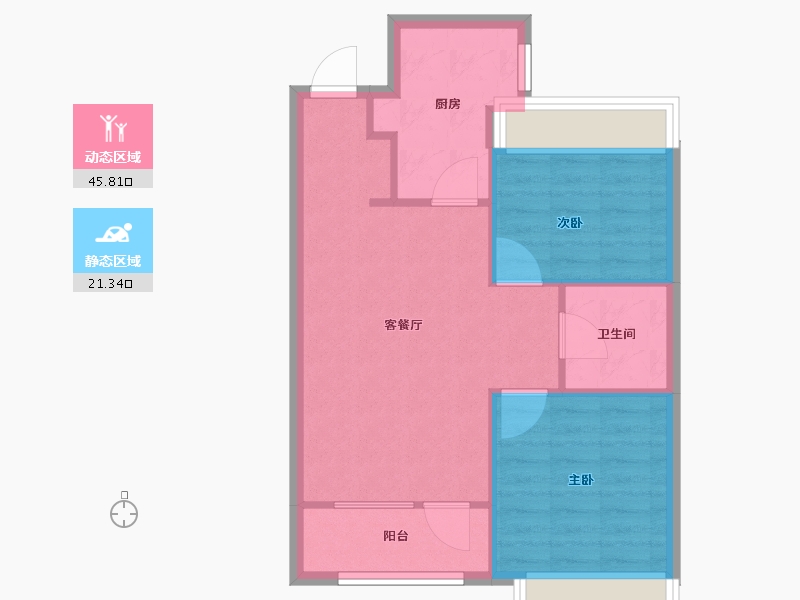 辽宁省-沈阳市-三盛颐景御园蒲丰路42-93号（13号楼）,蒲丰路42-92号（14号楼）建面76m²-60.80-户型库-动静分区