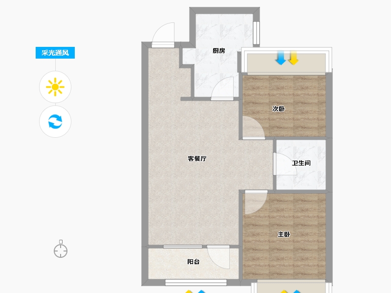 辽宁省-沈阳市-三盛颐景御园蒲丰路42-93号（13号楼）,蒲丰路42-92号（14号楼）建面76m²-60.80-户型库-采光通风