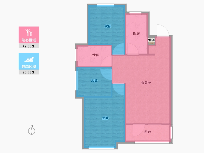 辽宁省-沈阳市-三盛颐景御园蒲丰路42-92号（14号楼）建面98m²-78.41-户型库-动静分区