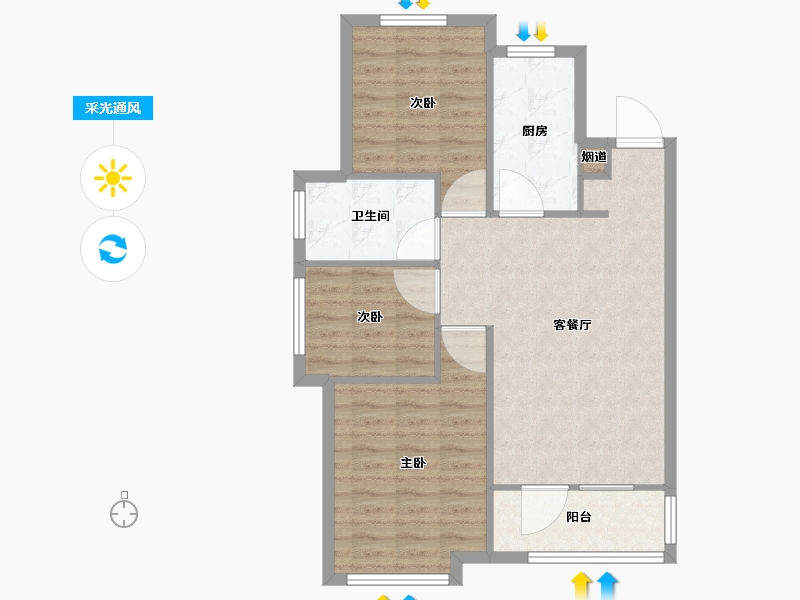 辽宁省-沈阳市-三盛颐景御园蒲丰路42-92号（14号楼）建面98m²-78.41-户型库-采光通风