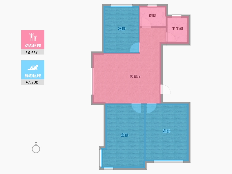 辽宁省-沈阳市-北宇红枫庭院虎石台南大街22-26号（14）建面99m²-76.62-户型库-动静分区