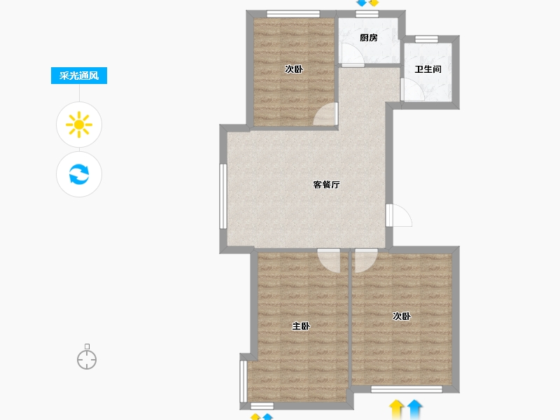 辽宁省-沈阳市-北宇红枫庭院虎石台南大街22-26号（14）建面99m²-76.62-户型库-采光通风