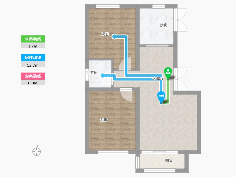 辽宁省-沈阳市-北宇红枫庭院虎石台南大街22-24号（21）D-10建面79m²-56.16-户型库-动静线