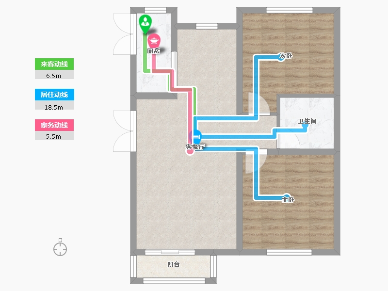 辽宁省-沈阳市-北宇红枫庭院虎石台南大街22-29号楼（15）D-8建面96m²-76.80-户型库-动静线