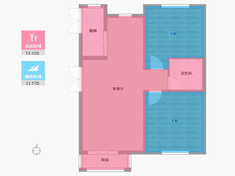 辽宁省-沈阳市-北宇红枫庭院虎石台南大街22-29号楼（15）D-8建面96m²-76.80-户型库-动静分区