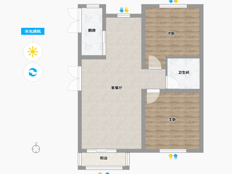 辽宁省-沈阳市-北宇红枫庭院虎石台南大街22-29号楼（15）D-8建面96m²-76.80-户型库-采光通风