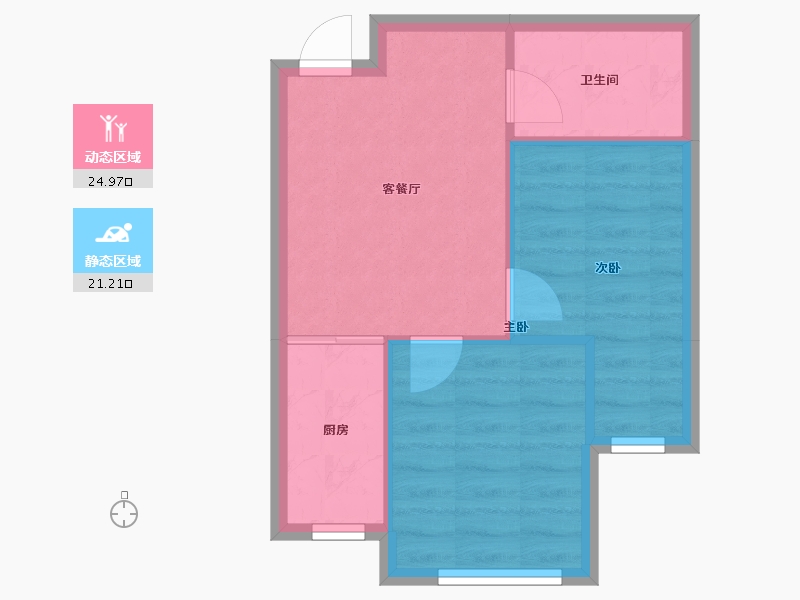 辽宁省-沈阳市-亚泰城蒲河路35-26号楼（21号楼）,蒲河路35-23号（24号楼）A-1户型建面59m²-41.55-户型库-动静分区