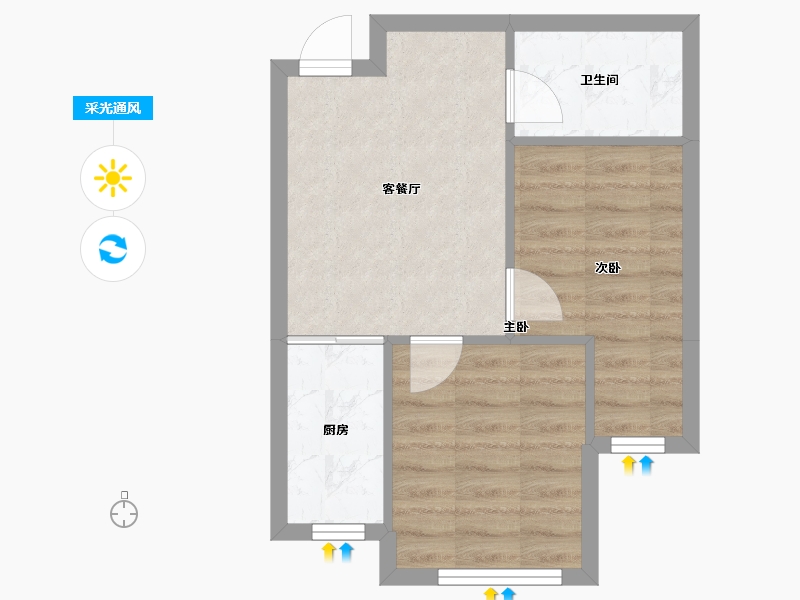 辽宁省-沈阳市-亚泰城蒲河路35-26号楼（21号楼）,蒲河路35-23号（24号楼）A-1户型建面59m²-41.55-户型库-采光通风