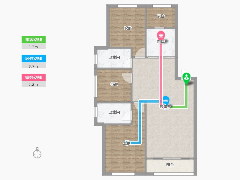 辽宁省-沈阳市-亚泰城蒲河路35-22号（20号楼）,蒲河路35-18号（19号楼）E-1户型建面107m²-81.42-户型库-动静线